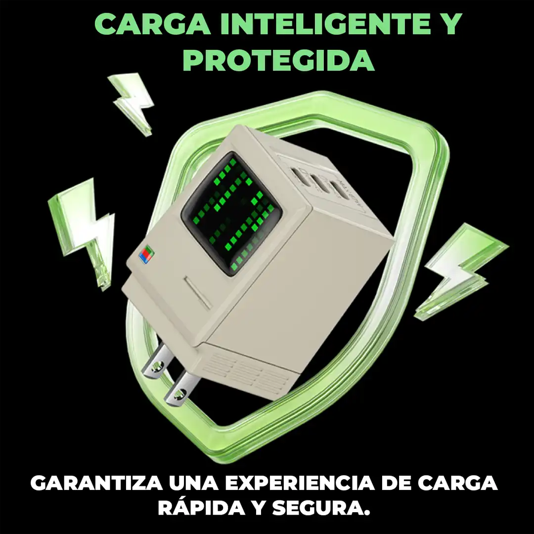 Retro 67W GaN USB-C x3 con Pantalla y Carga Rápida